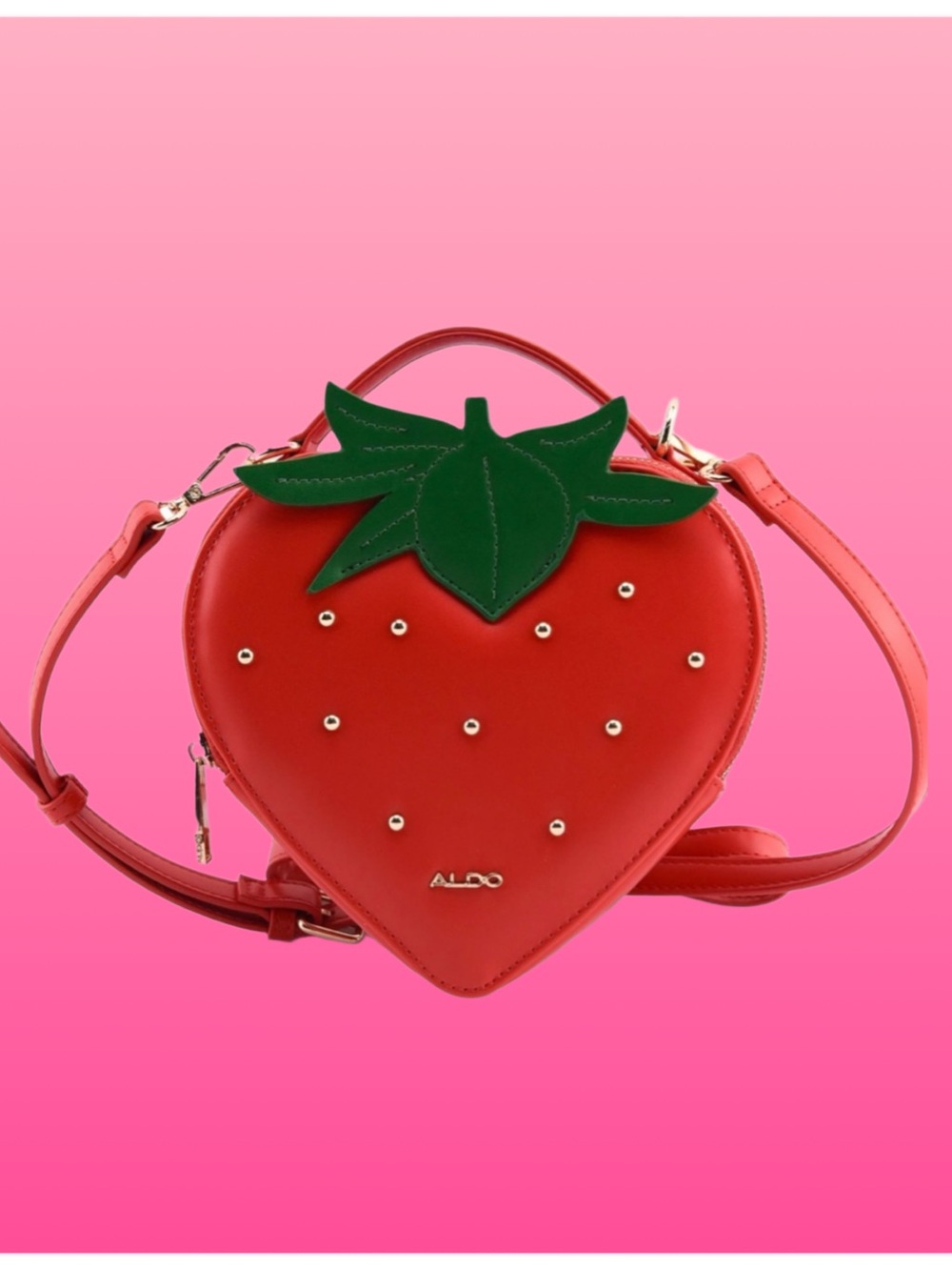 ALDO Red Strawberry-Shaped Crossbody with Green Leaf Accent